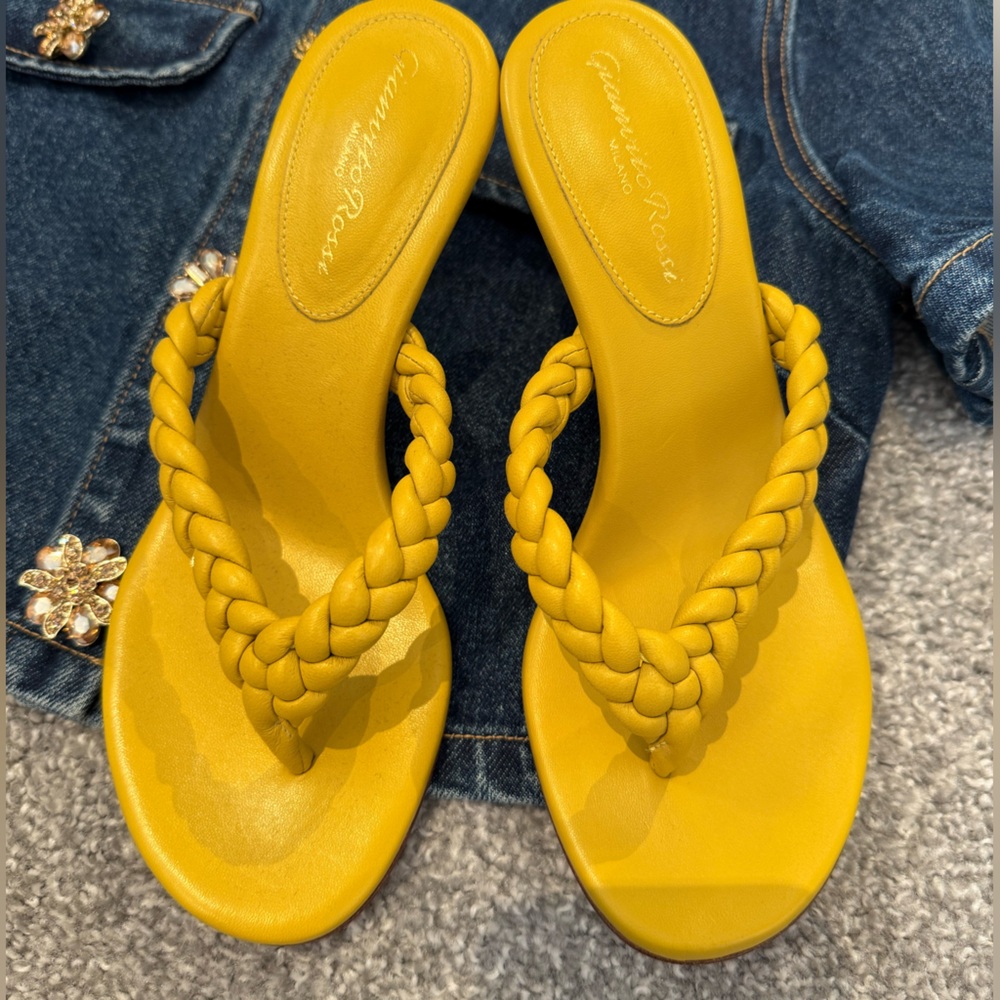 GENTLY USED Gianvito Rossi Tropea Mustard Braided Sandals - Size 37